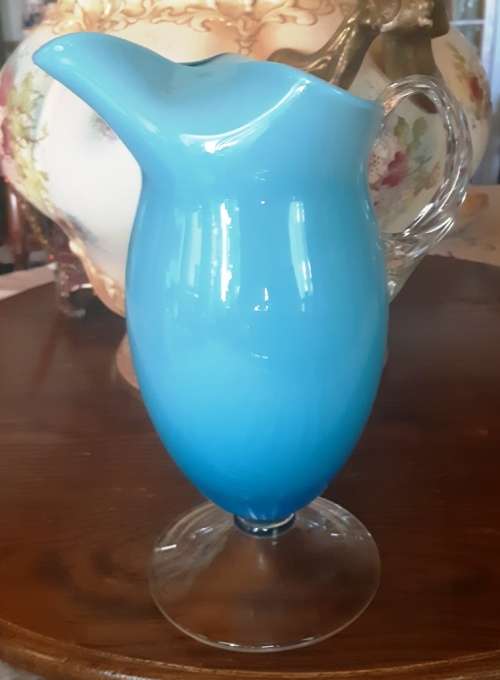 Beautiful big H 27 cm Turquoise Murano glass Jug - Weight 1.4 kg`s - Good condition/no chips/cracks