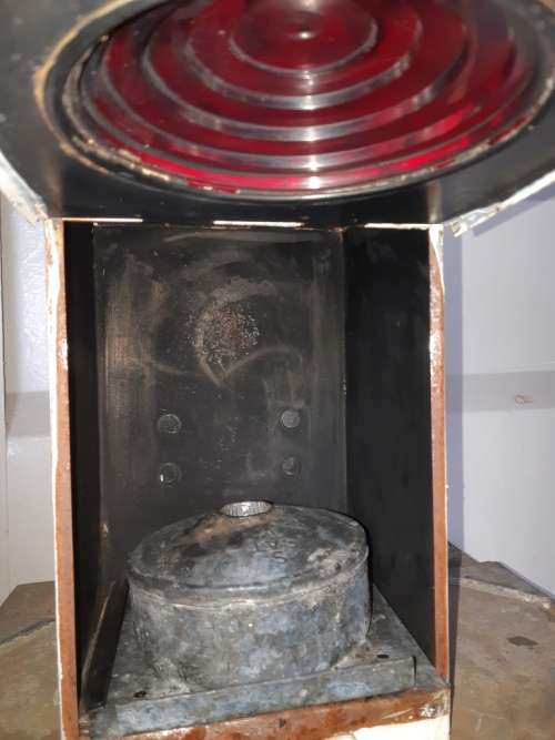 Vintage SA Railway Services SARS red one way Railway signal Lantern with inside  burner