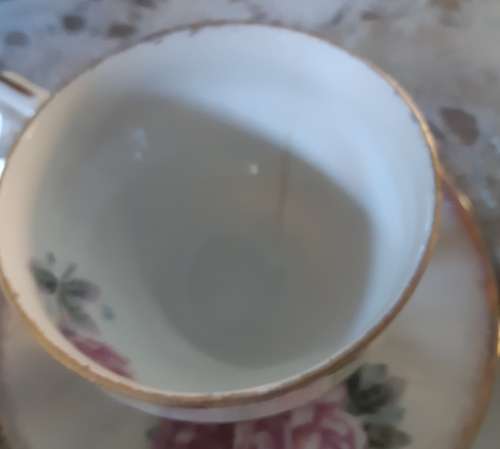 Beautiful 12 piece rose design with gold trimming vintage 12 piece LM tea set