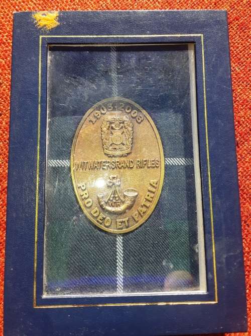 Witwatersrand Rifles 1903-2003 Pro Deo Et Patria "For God and Country" Medallion-no 102