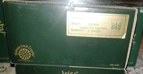 Vintage Galway Irish Crystal - Burren Whisky glasses from 1980`s - 4 per box-new never used