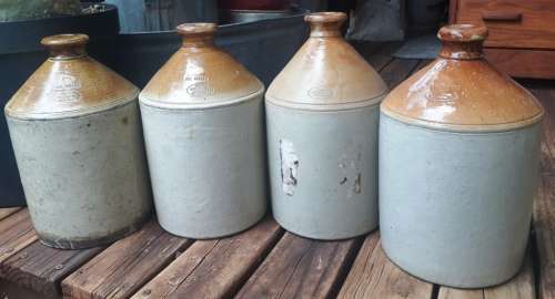 4 Antique one gallon Ironstone crocks-Stamped Made in Vereeniging  South Africa-buy per crock