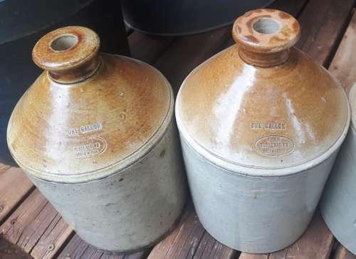 4 Antique one gallon Ironstone crocks-Stamped Made in Vereeniging  South Africa-buy per crock