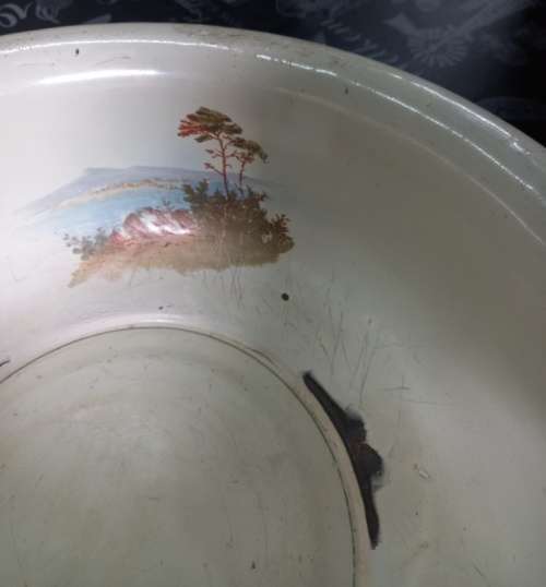 Beautiful good quality 2 piece antique enamel pitcher and basin set-Good condition-no holes