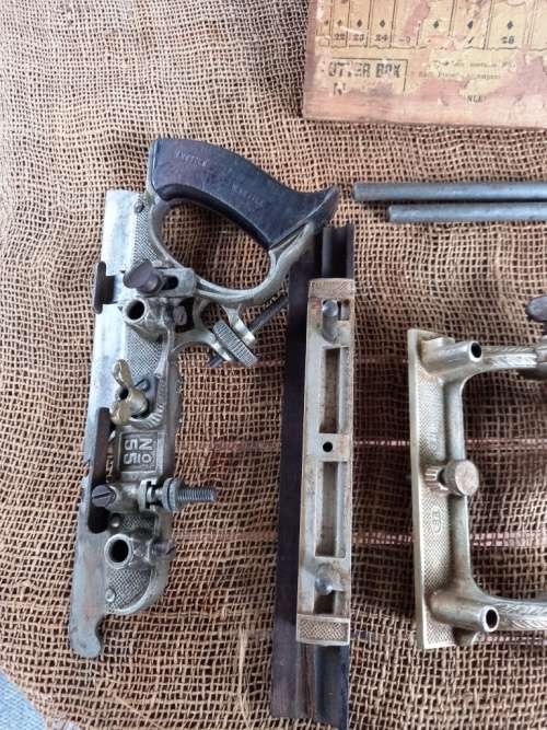 Vintage Stanley No 55 Combination Plane with a set of cutters in original wooden box