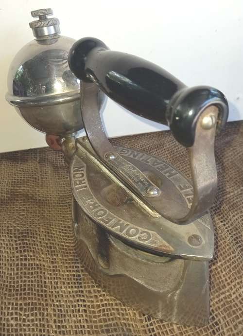 Rare vintage `Comfort` Steampunk Self Heating Gas Fuel heated Sad Iron made in USA