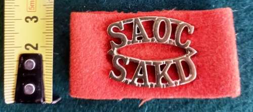 SA Army Ordnance Services  Uniform Insignia in good condition