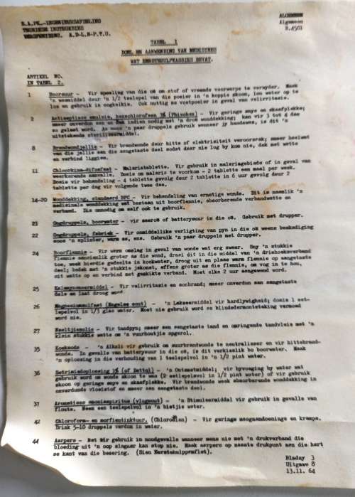 Vintage Metal Military Like first Aid Box from the 1960`s with official instructions