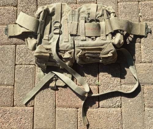 Old SADF Border War 1971 with two canvas bags,web belt attached and smaller pouches