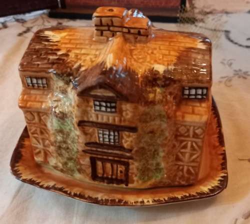 Beautiful  Vintage `Authur Wood` House shaped Porcelain Butter Dish in good condition