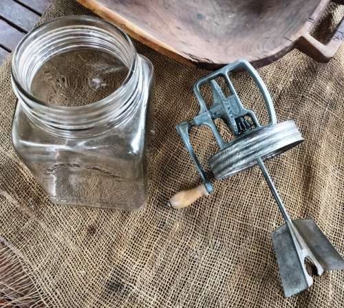 Vintage blow Butter Churn with original marked Blow Glass bottle-working-H 36 cm-read description