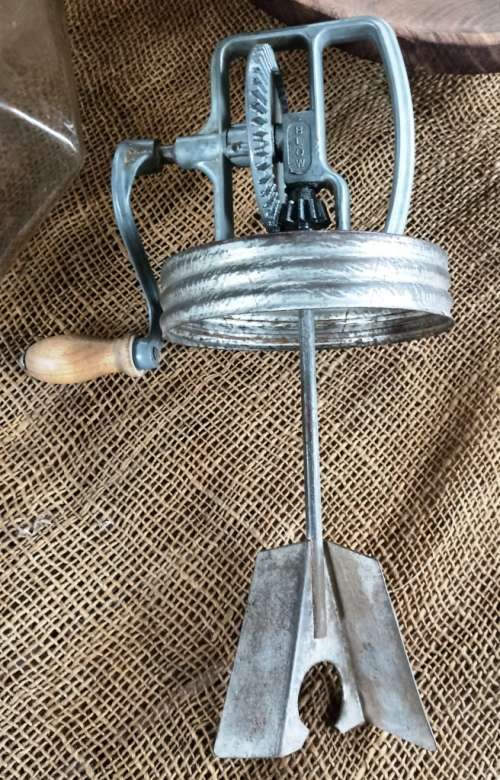 Vintage blow Butter Churn with original marked Blow Glass bottle-working-H 36 cm-read description