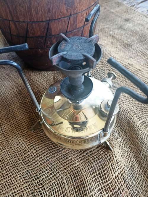 Vintage 1950`s small Optimus 96 - Made in Sweden brass camping Primus-fold in feet