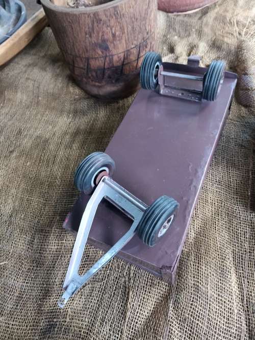 Vintage Red `Strike` Metal Fiat Tractor and Wagon