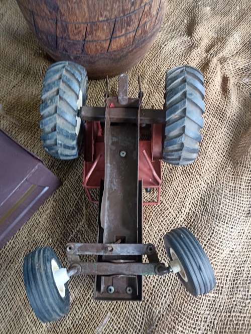 Vintage Red `Strike` Metal Fiat Tractor and Wagon