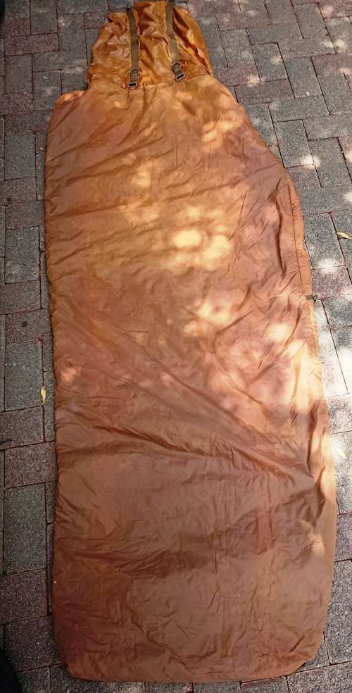 Big Old SADF military sleeping bag in good condition with head cover and carry bag