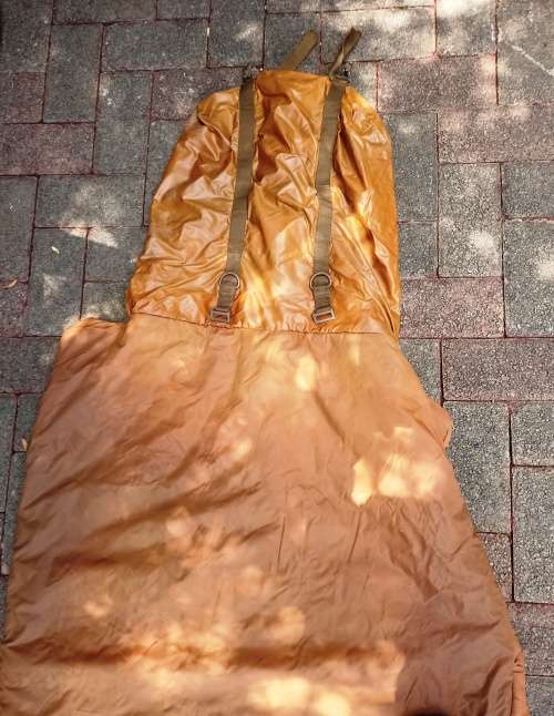 Big Old SADF military sleeping bag in good condition with head cover and carry bag