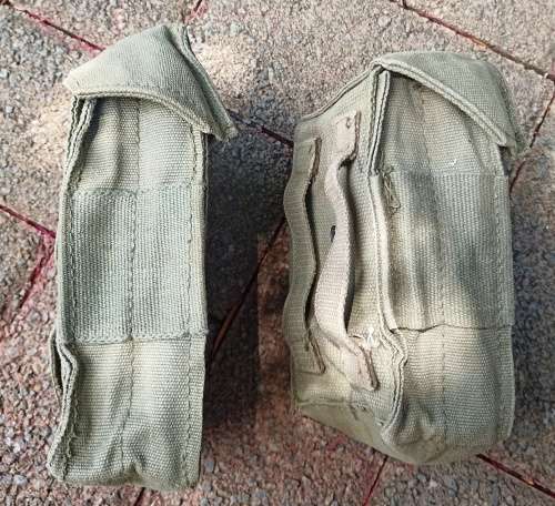Pair of  Old SADF Border War 1970`s green ammo pouches in good condition-selling as a one lot