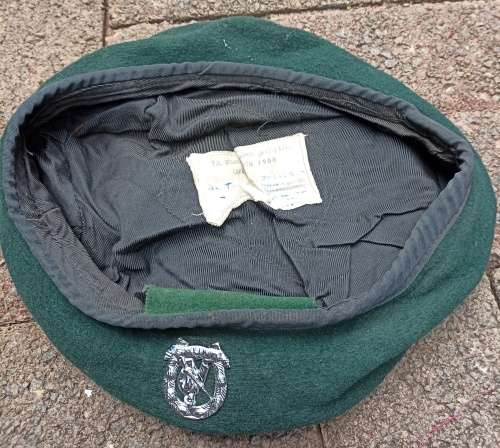 Old SADF Army Beret marked 1968 with badge in used condition
