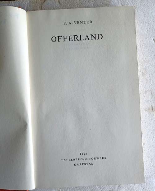 Offerland deur FA Venter 1963.
