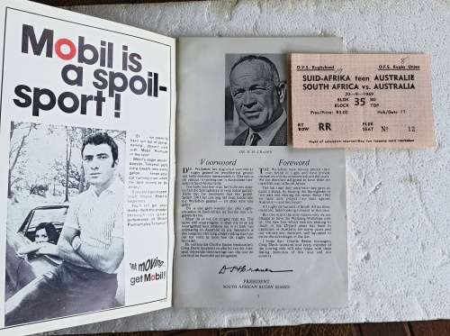 SA Rugby Year Book-Wallabies Tour 1969 Souvenir Programme and a Test Ticket Bloemfontein-50 Pages