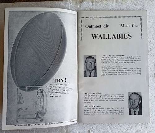 SA Rugby Year Book-Wallabies Tour 1969 Souvenir Programme and a Test Ticket Bloemfontein-50 Pages