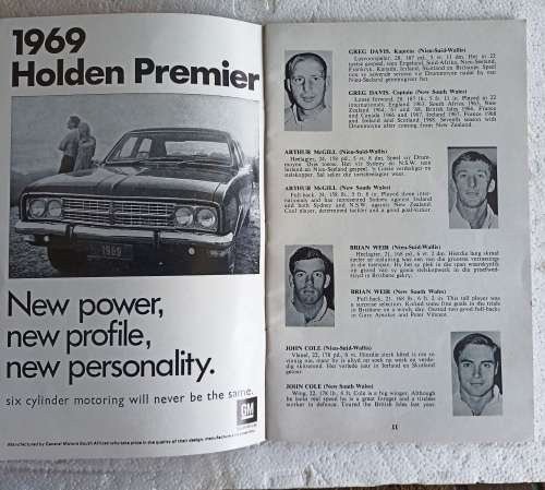 SA Rugby Year Book-Wallabies Tour 1969 Souvenir Programme and a Test Ticket Bloemfontein-50 Pages