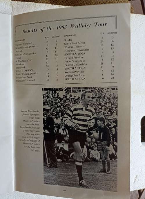 SA Rugby Year Book-Wallabies Tour 1969 Souvenir Programme and a Test Ticket Bloemfontein-50 Pages