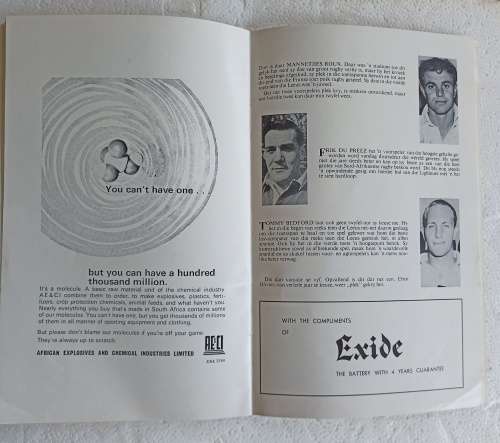SA Rugby Year Book-Wallabies Tour 1969 Souvenir Programme and a Test Ticket Bloemfontein-50 Pages
