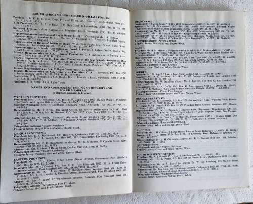 SA Laws of the Game of Footbal (As framed by International Rugby Footbal Board)-1974