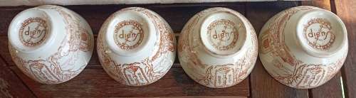 4 x Voortrekker Herdenkings bakkies Groot trek 1838-1938-2 sold-only 2 available -H7 cm TW 11 cm