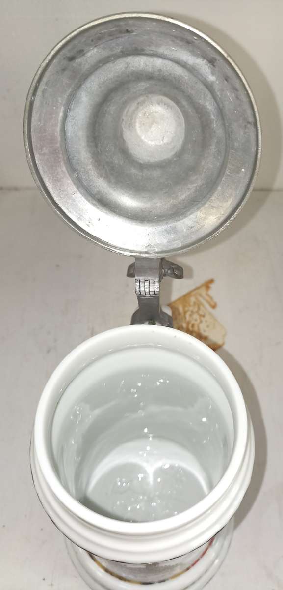 Vintage Bavaria German Ceramic Beer mug `hinged lid-`Nurenberg` H 23 cm , BD 11 cm.