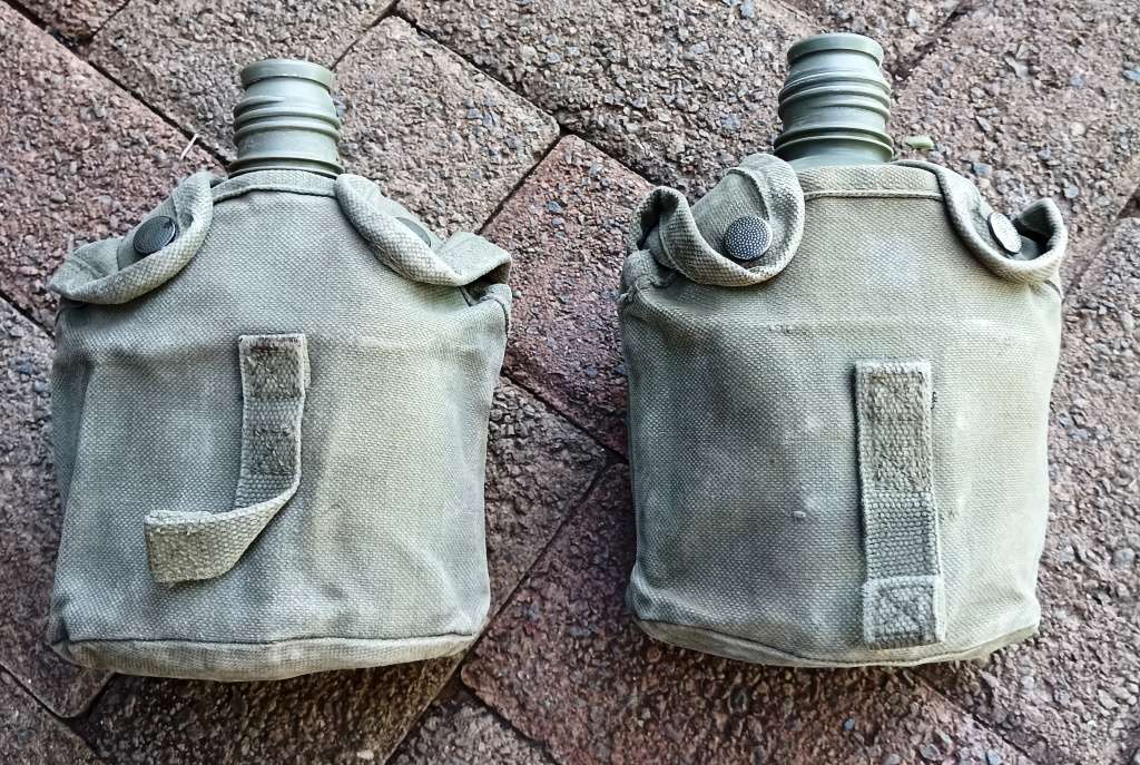 2 x Old Army Era water bottles with Fire buckets-stops missing-buy per bottle and not as a lot