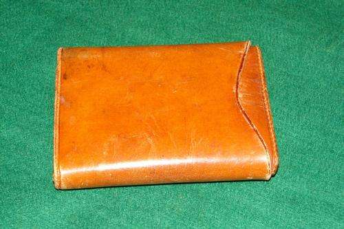 Vintage Leather Sigarette/Card Holder - Dia. 13cm x 10cm x 10cm