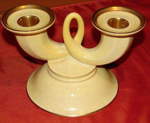 Beautiful Carlton Ware Candle Holder-gold trimmings-H-11cm, width 15cm-Good-porcelain age cracks