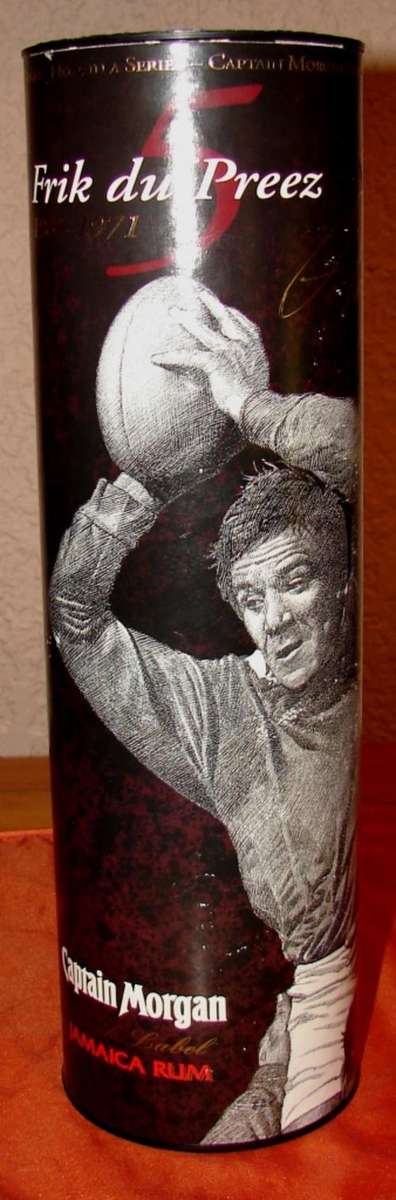 Captain Morgan Lengends of Rugby bottle box - Frik du Preez 1961-1971-Limited edition no 11716/12200