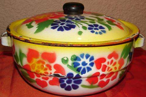 Yellow Enamel Bowl - Width 16cm- Height19cm
