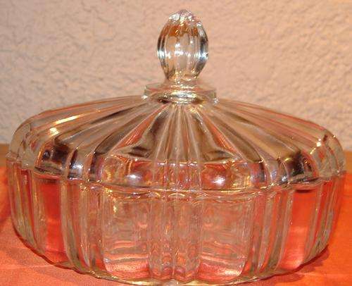 Glass Trinket Bowl with lid - W 16cm/H12cm - No chips/cracks