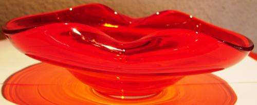 Stunning Reg Red Glass Bowl-L 17.5cm, W 14cm, H 6cm-Good-No chips/cracks