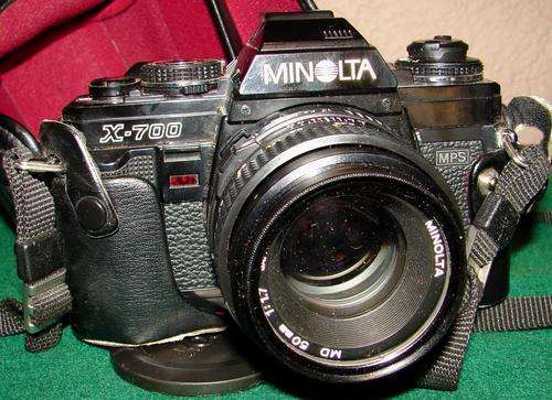 Minolta X700 MPS Camera-MD 50mm 1:1.7 Minolta lens-Leather case and stap