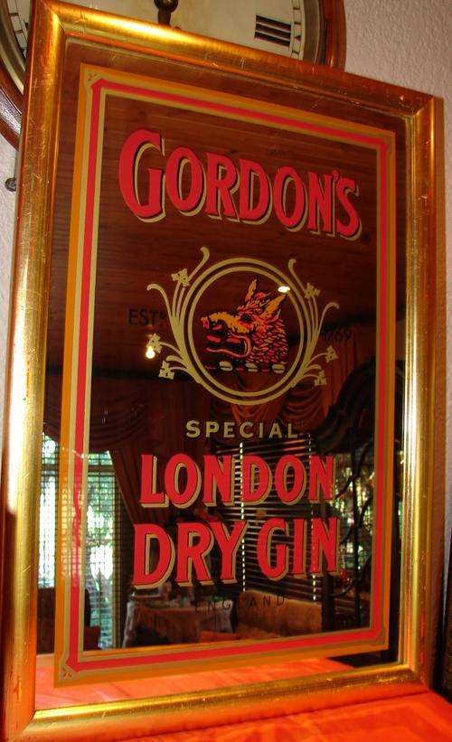 Gordon`s London Dry Gin - England-Bar-framed Mirror-Measurements 65cm x 45cm