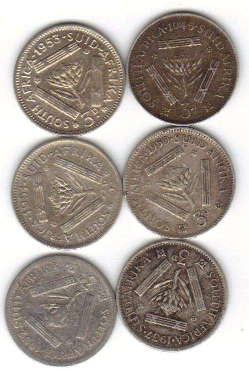 MIX LOT SOUTH AFRICA UNION SILVER TICKEYS  !!! SILVER BARGAIN!!