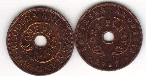 RARE RED RHODESIA PENNIES COIN LOT