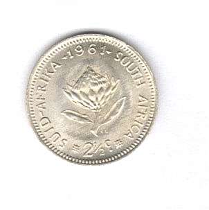 1961 SILVER 2.5 CENTS SOUTH AFRICA!! from proof set you decide!!