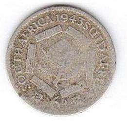 1943 RARE SILVER 6 PENCE SOUTH AFRICA UNION!!