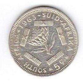 1963 SILVER 5 CENTS SOUTH AFRICA!! !!