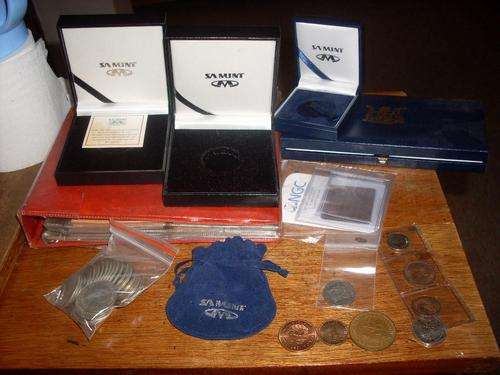 SA MINT BOXES, COINS AND FOLDER LOT