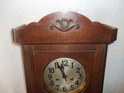 Old and very lovely Wall Clock - 780 mm x 320 mm x140 mm deep. Ticking and chiming - Re-listing
