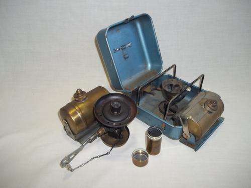 For the collector - 2 x "Optimus" liquid fuel mini stoves, one comes in tin. Made in Sweden