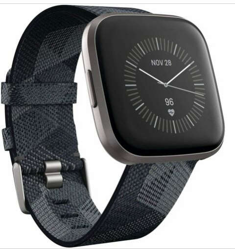 Fitbit versa 2 smart watch grey woven with additional creative skull strap free